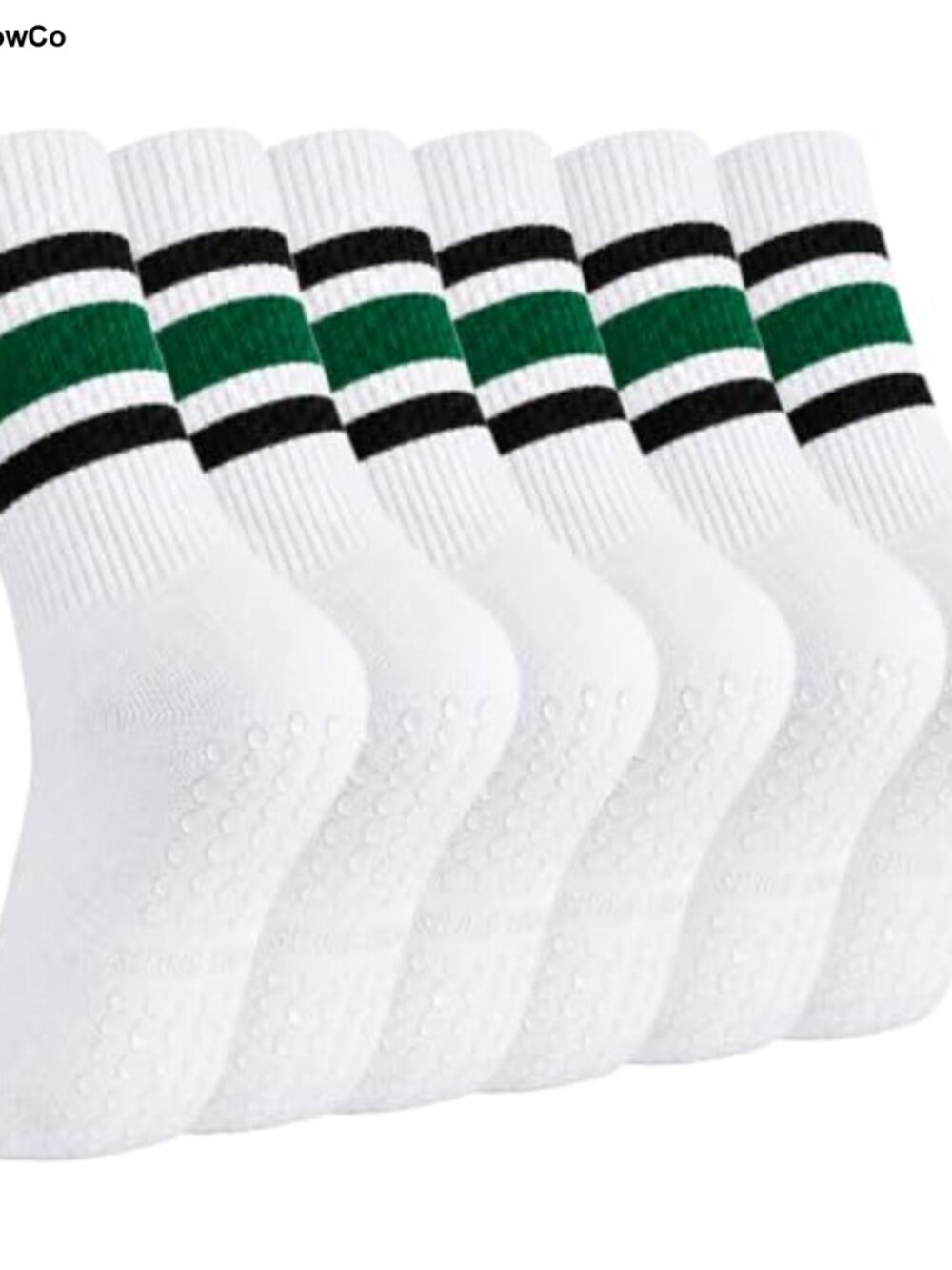 Non Slip Grip Yoga Pilates Socks Cotton Crew Mid Calf Women